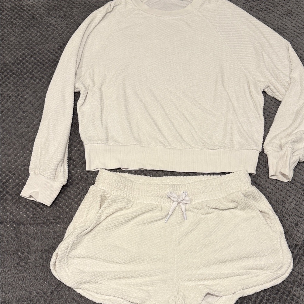 Women's white terry TAVI  Lounge Set